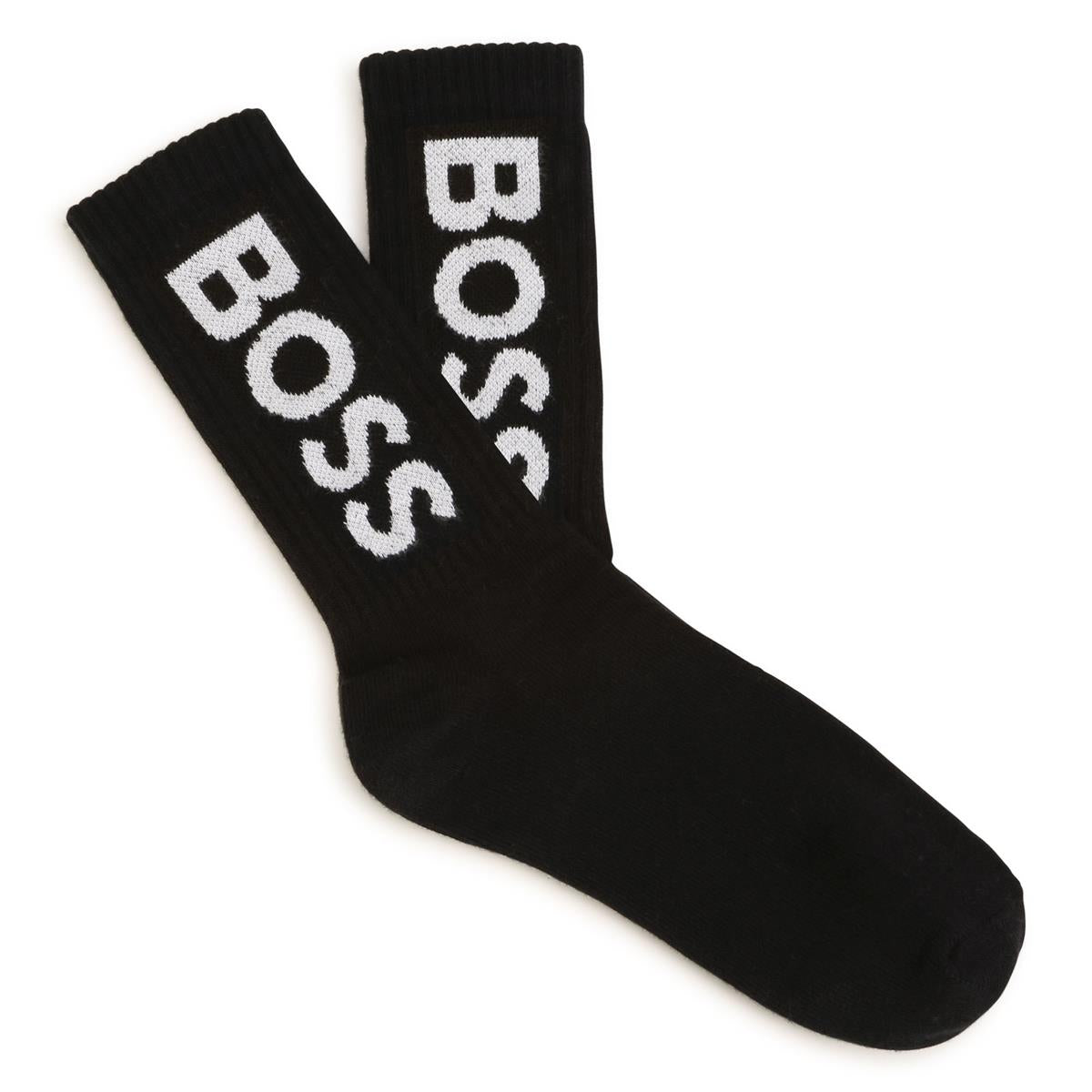 Boys Black Logo Cotton Socks(2 Pack)