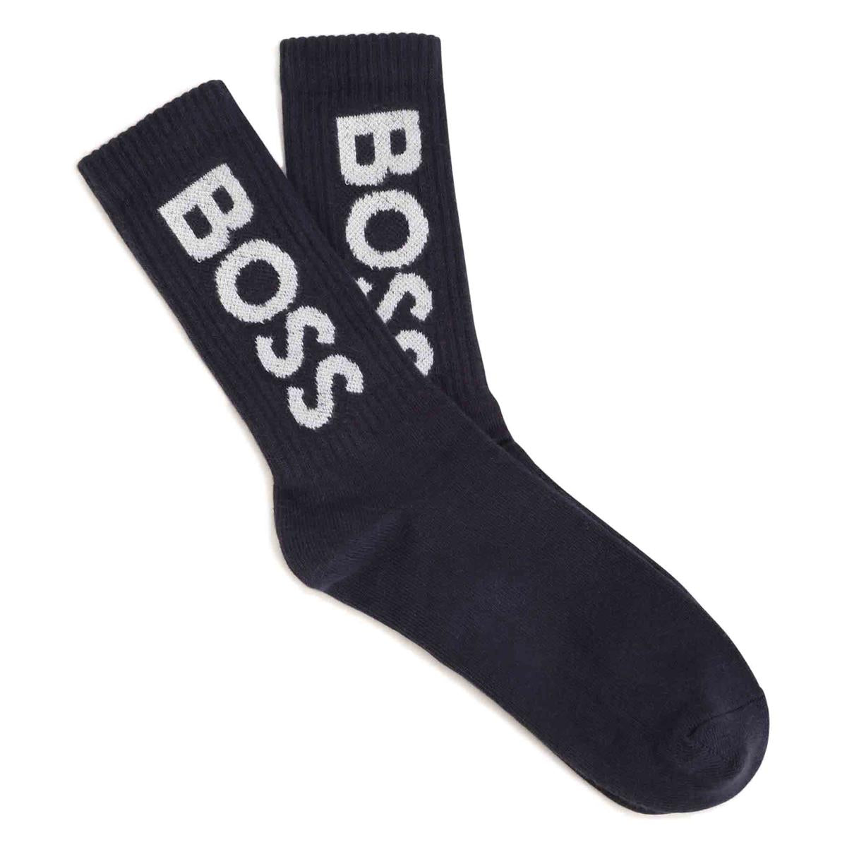 Boys Blue Logo Cotton Socks(2 Pack)