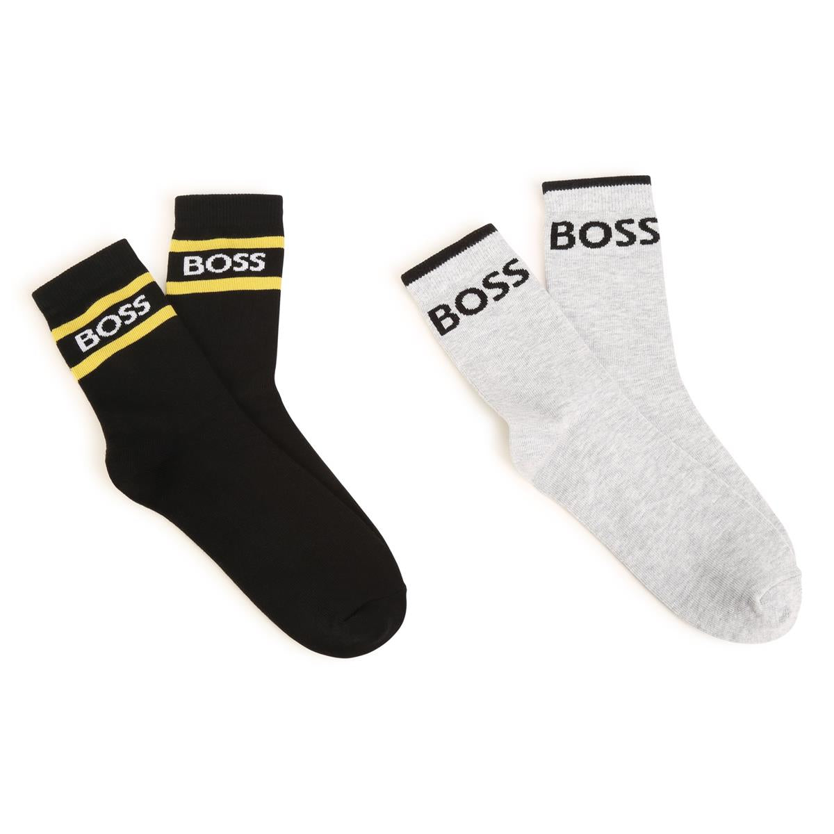 Boys Black Logo Cotton Socks(2 Pack)