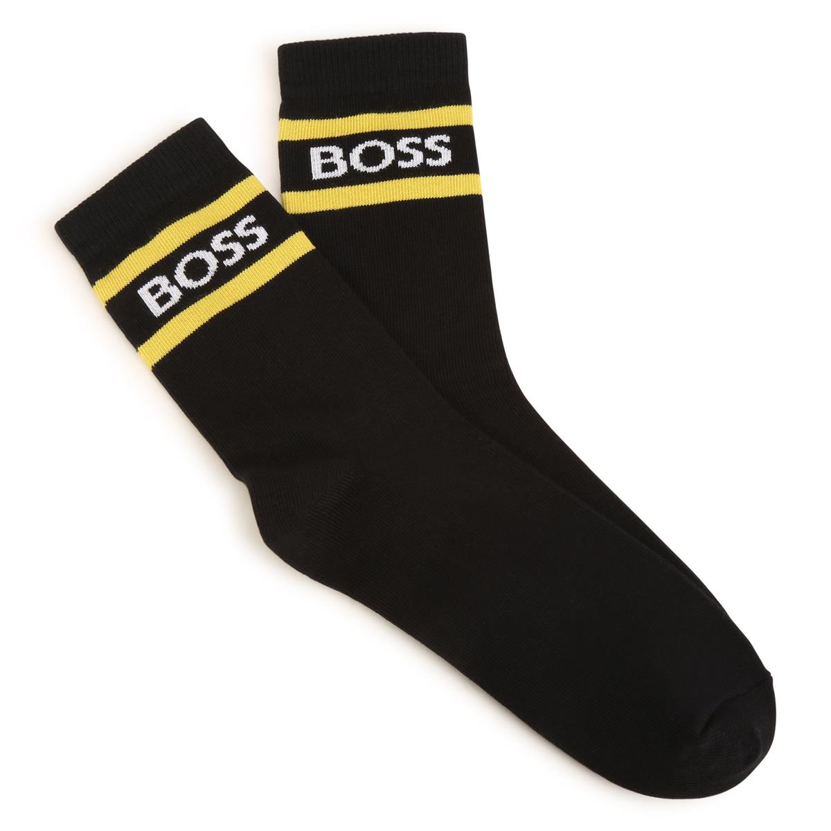Boys Black Logo Cotton Socks(2 Pack)