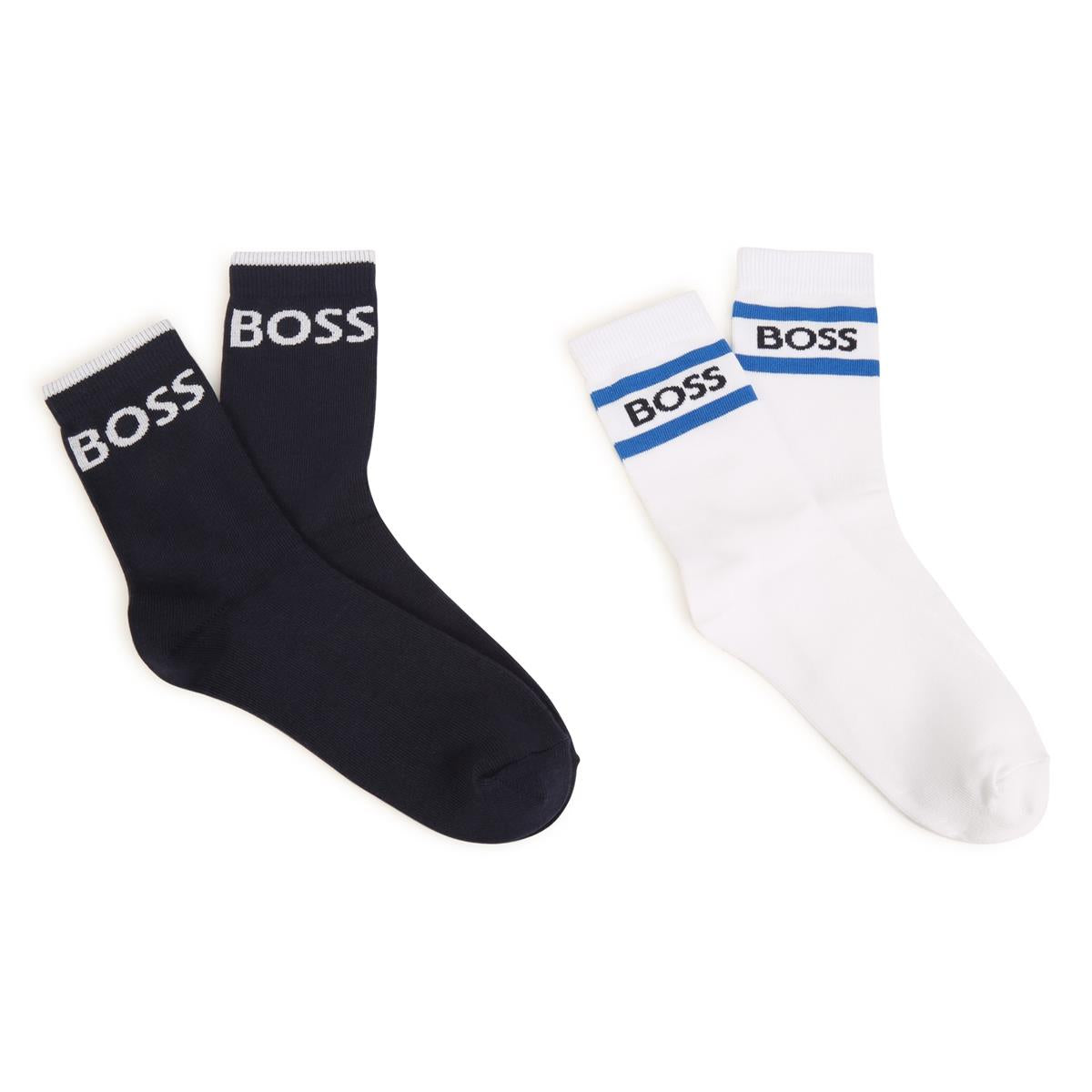 Boys Blue Logo Cotton Socks(2 Pack)