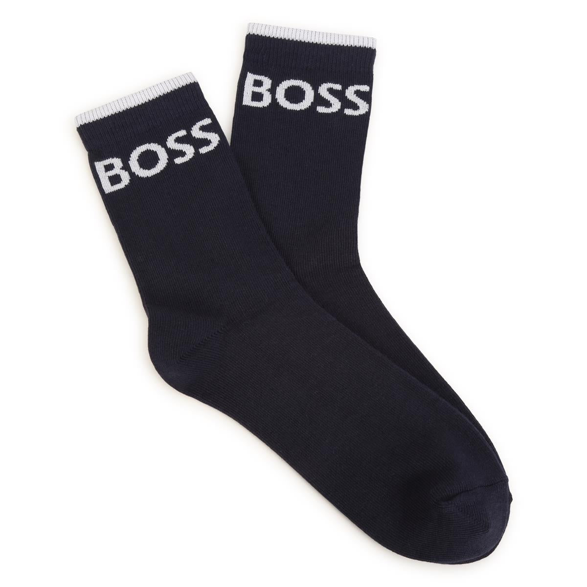 Boys Blue Logo Cotton Socks(2 Pack)