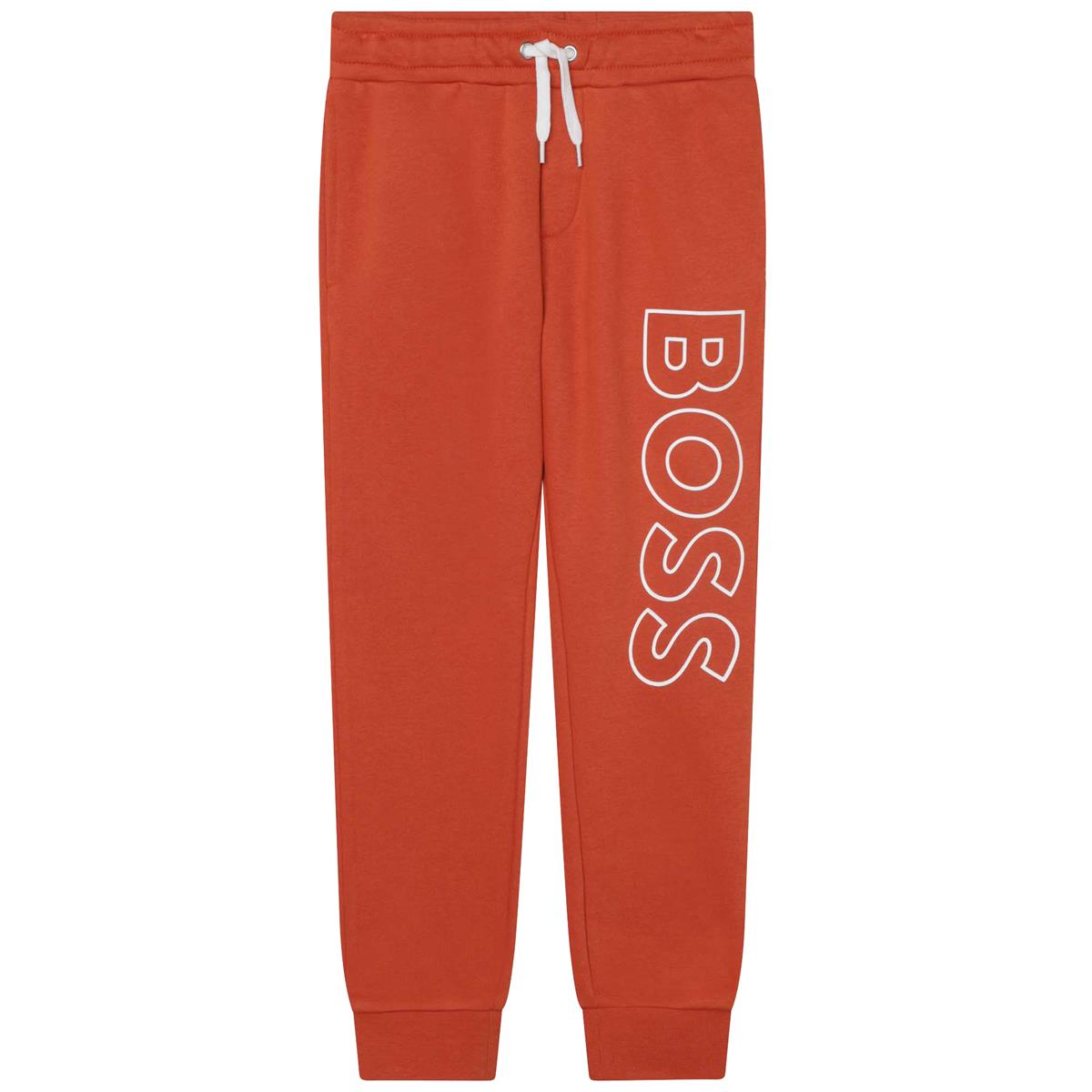 Boys Orange Logo Cotton Trousers