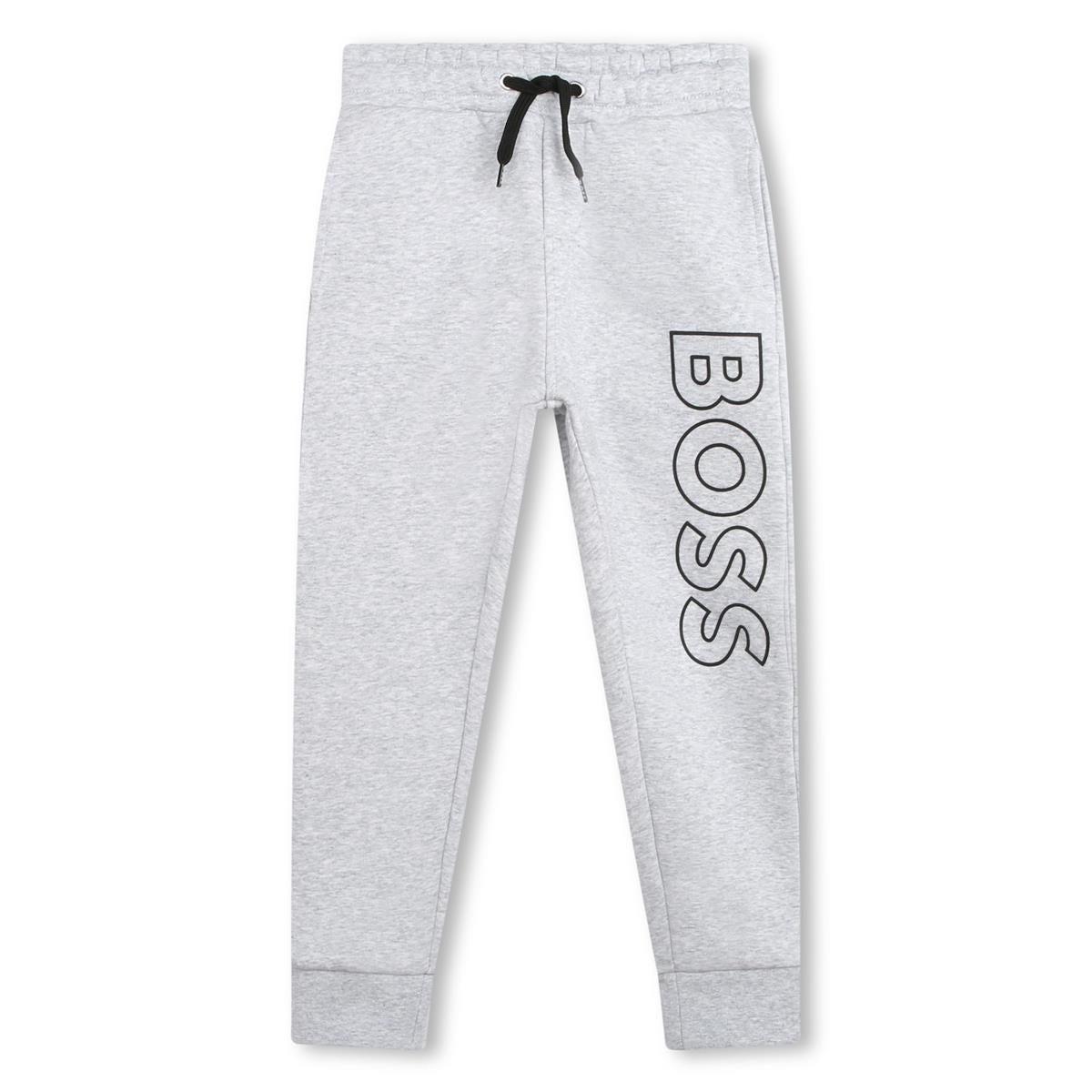 Boys Grey Logo Cotton Trousers