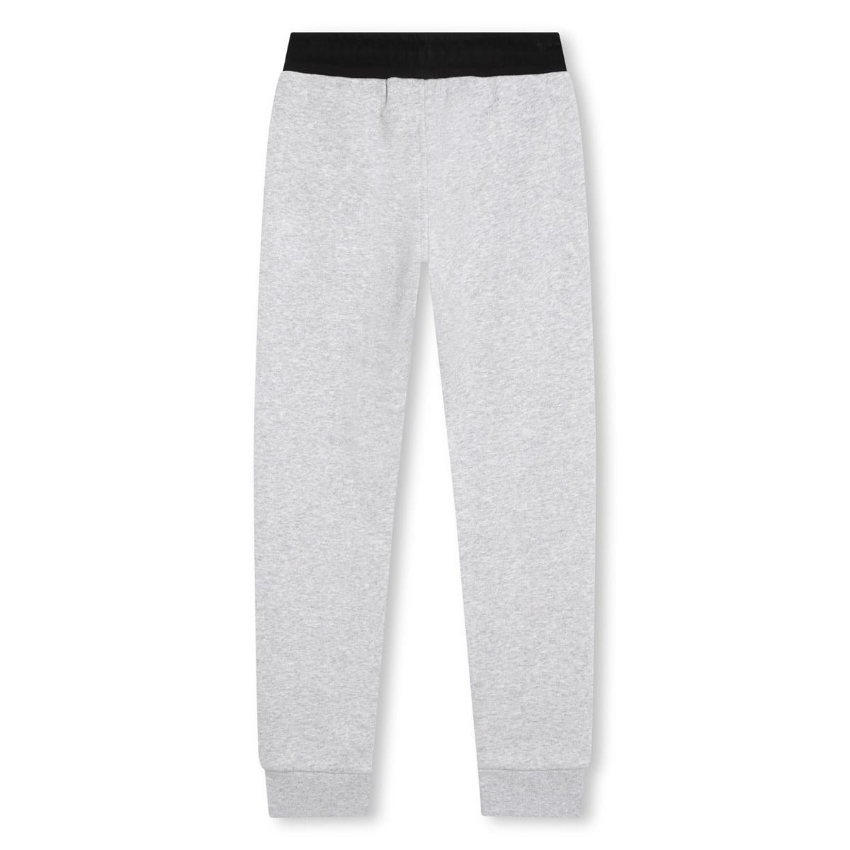 Boys Grey Logo Cotton Trousers