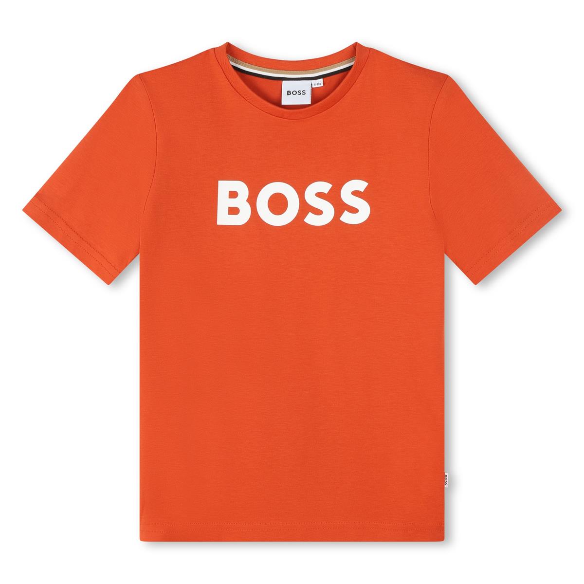 Boys Orange Logo Cotton T-Shirt