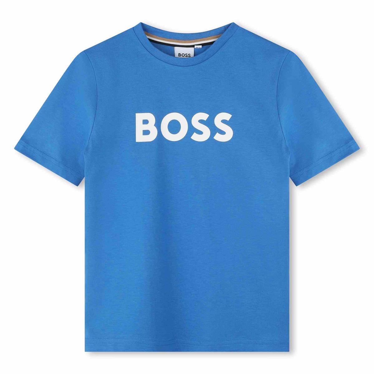 Boys Blue Logo Cotton T-Shirt