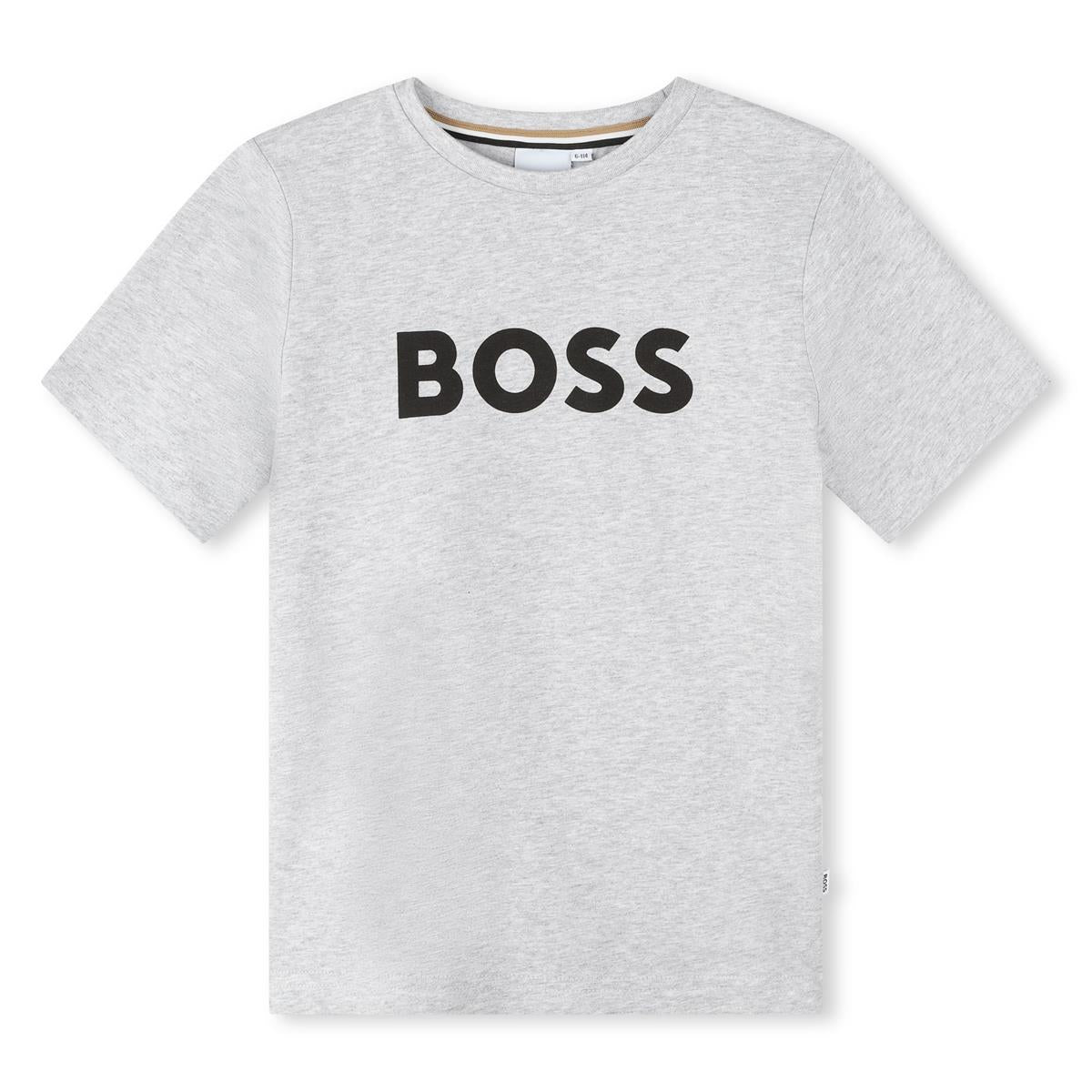 Boys Grey Logo Cotton T-Shirt
