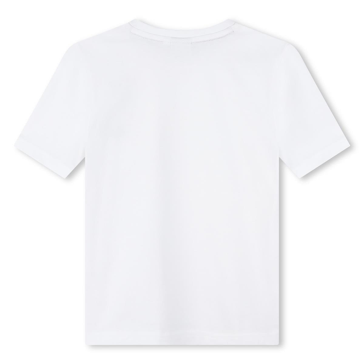 Boys White Logo Cotton T-Shirt
