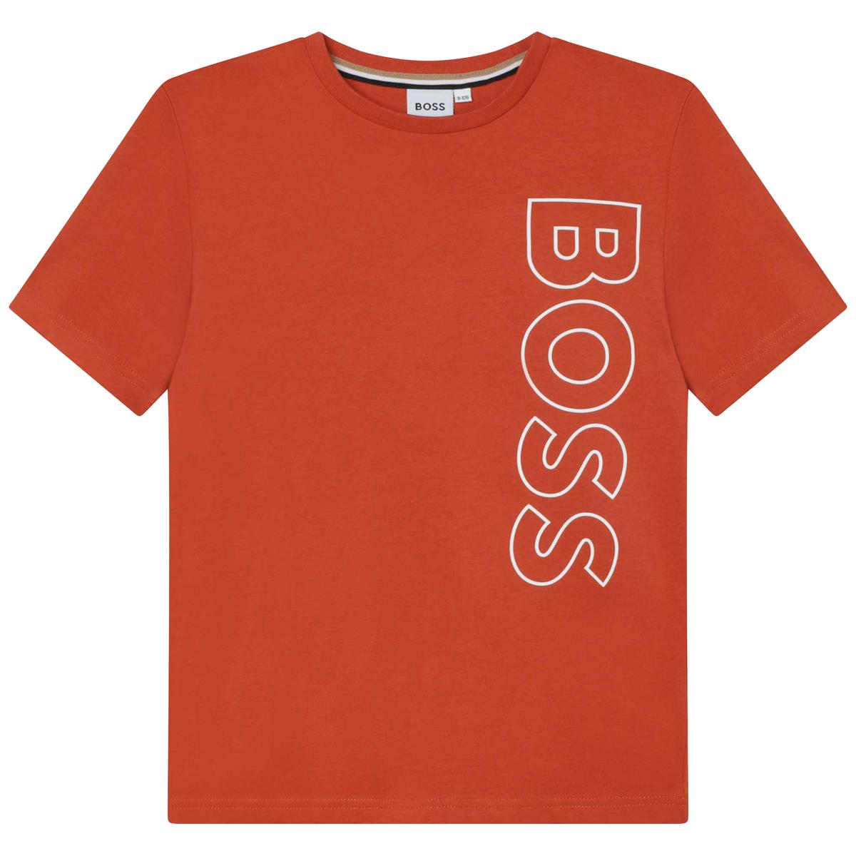 Boys Orange Logo Cotton T-Shirt