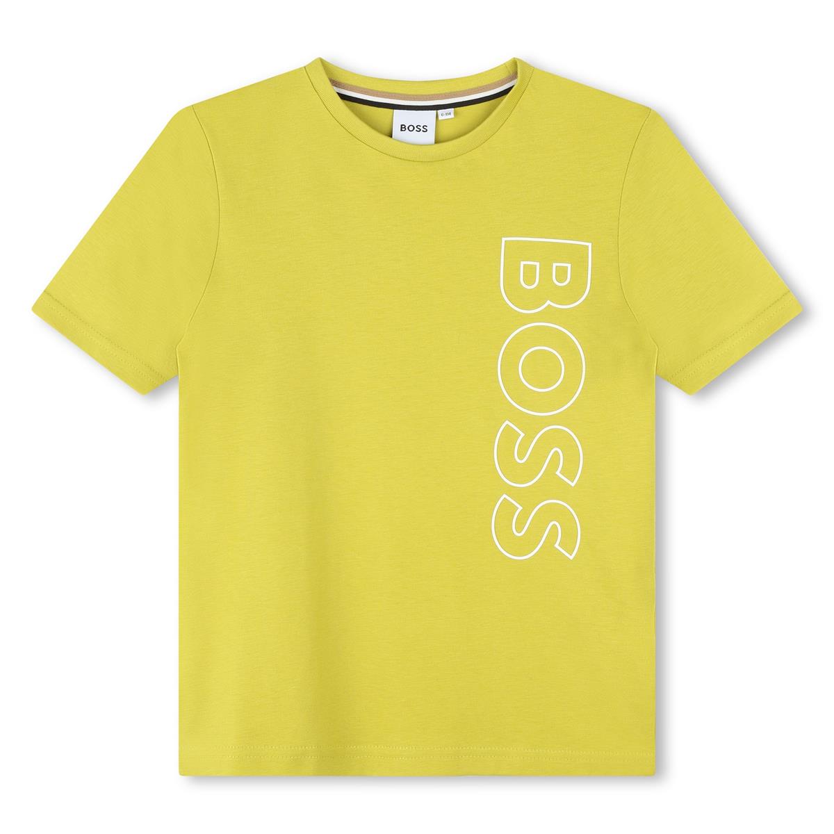 Boys Green Logo Cotton T-Shirt
