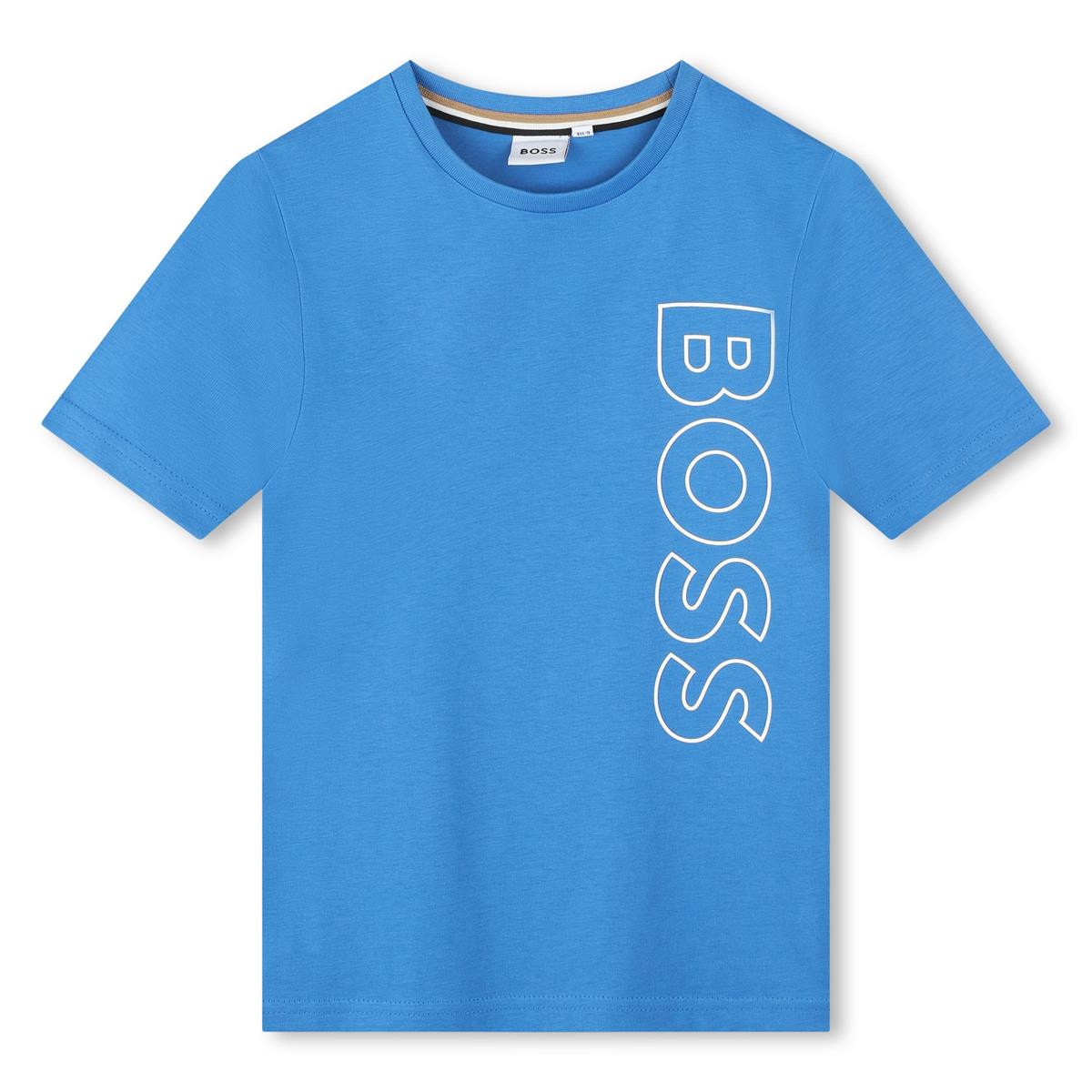 Boys Blue Logo Cotton T-Shirt