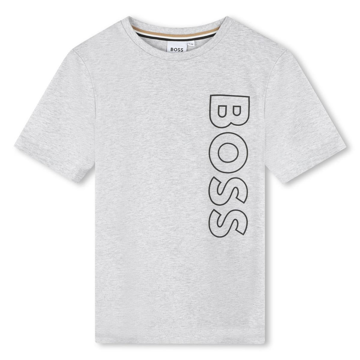 Boys Grey Logo Cotton T-Shirt