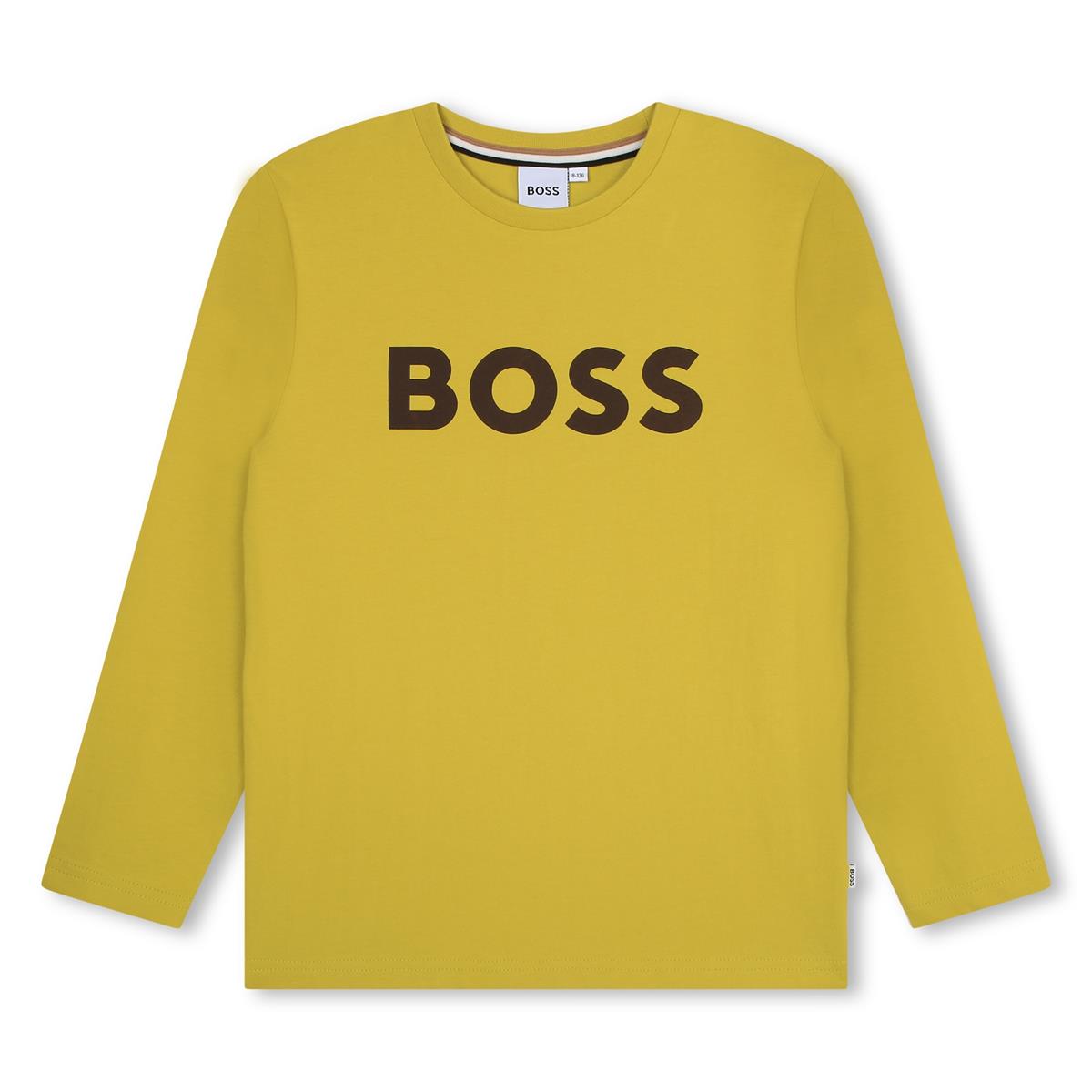 Boys Green Logo Cotton T-Shirt