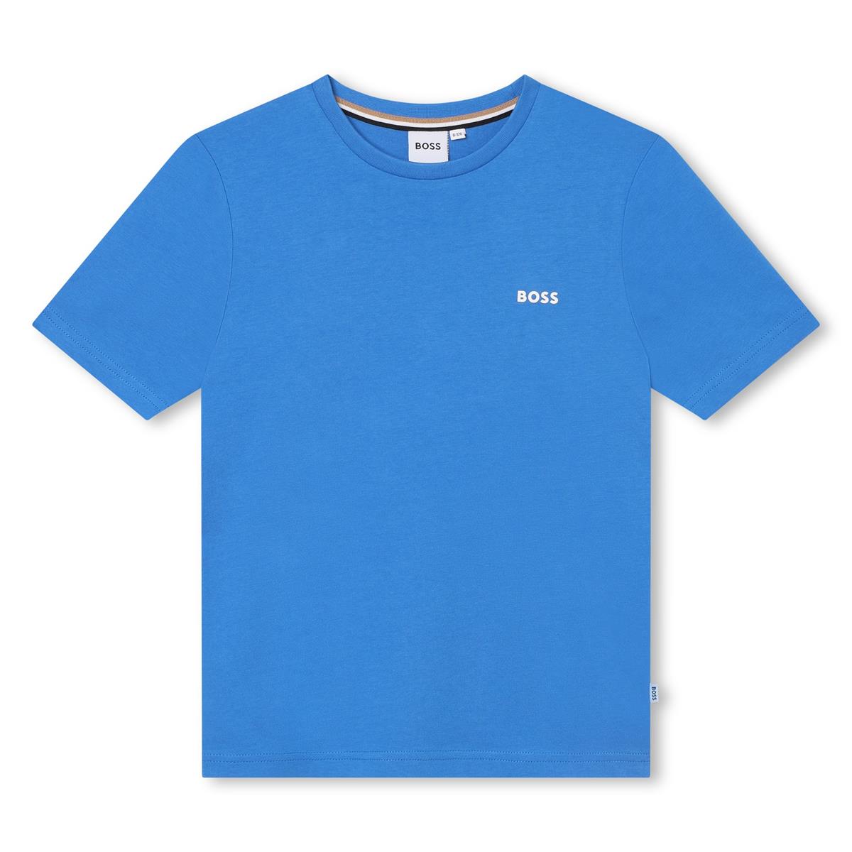 Boys Blue Logo Cotton T-Shirt