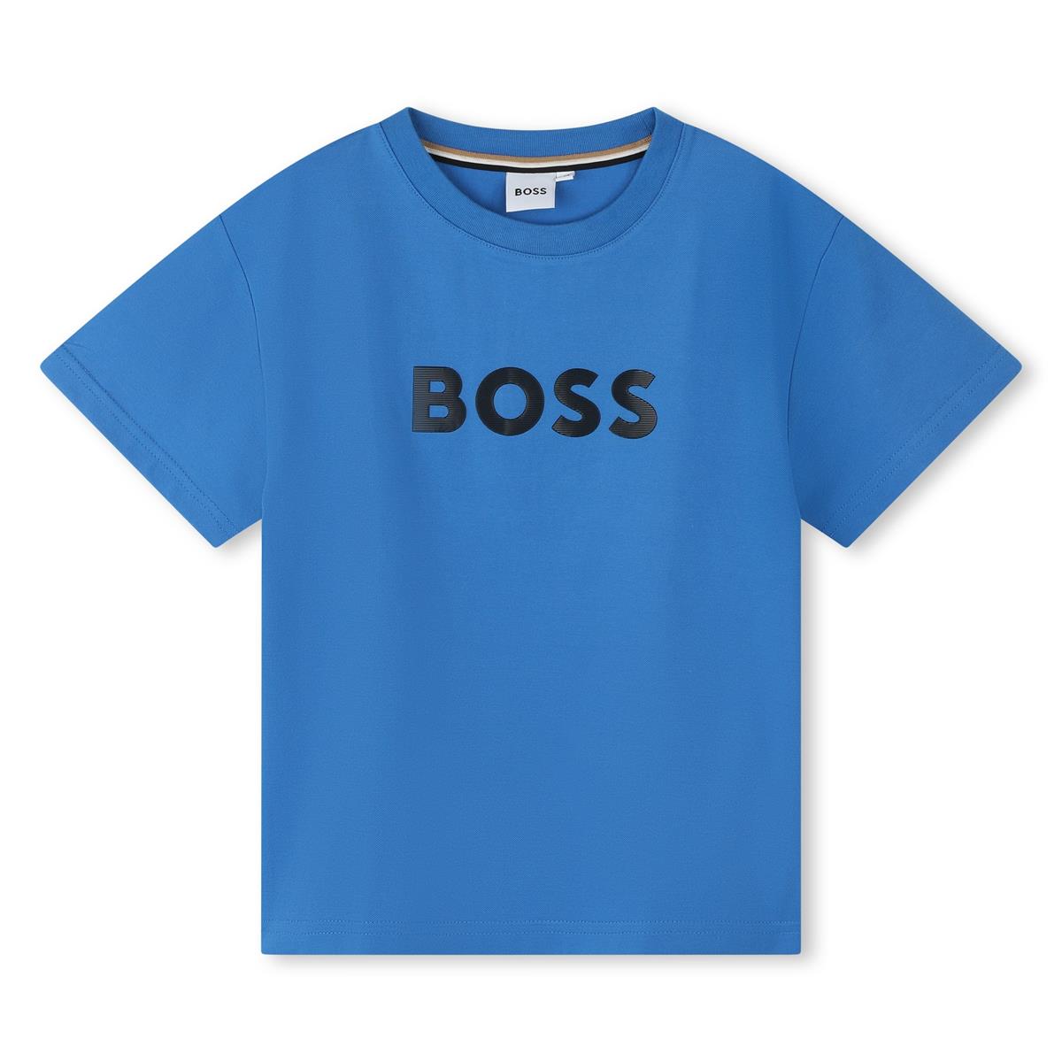Boys Blue Logo Cotton T-Shirt