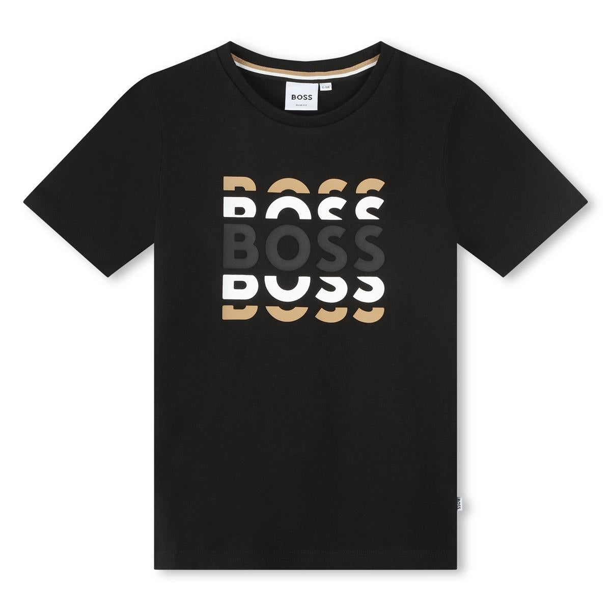 Boys Black Logo Cotton T-Shirt