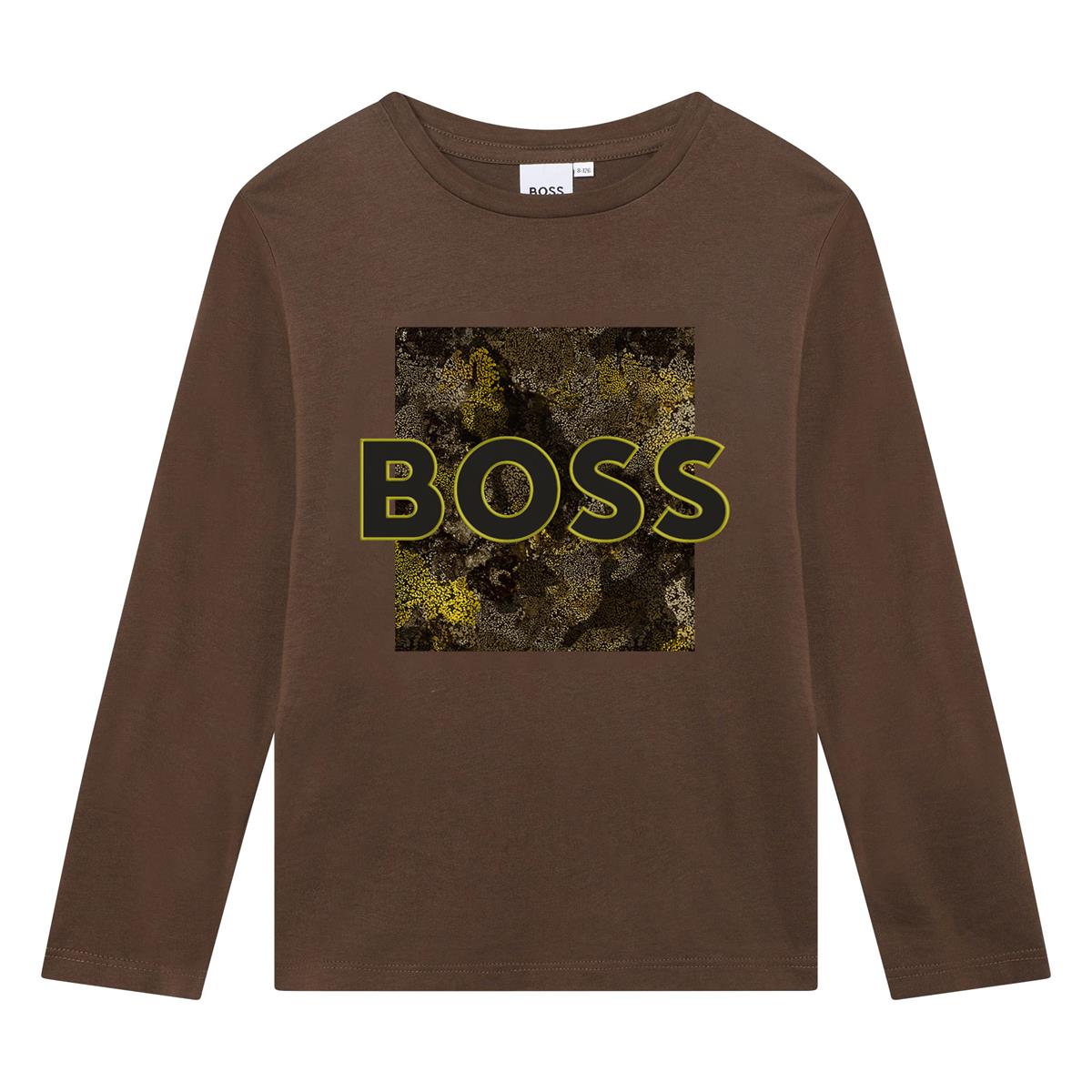 Boys Brown Logo Cotton T-Shirt