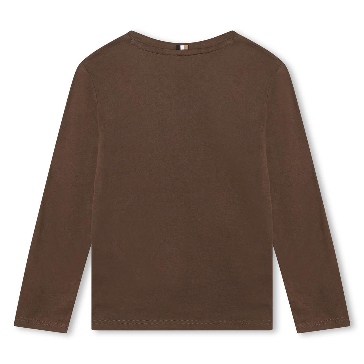 Boys Brown Logo Cotton T-Shirt