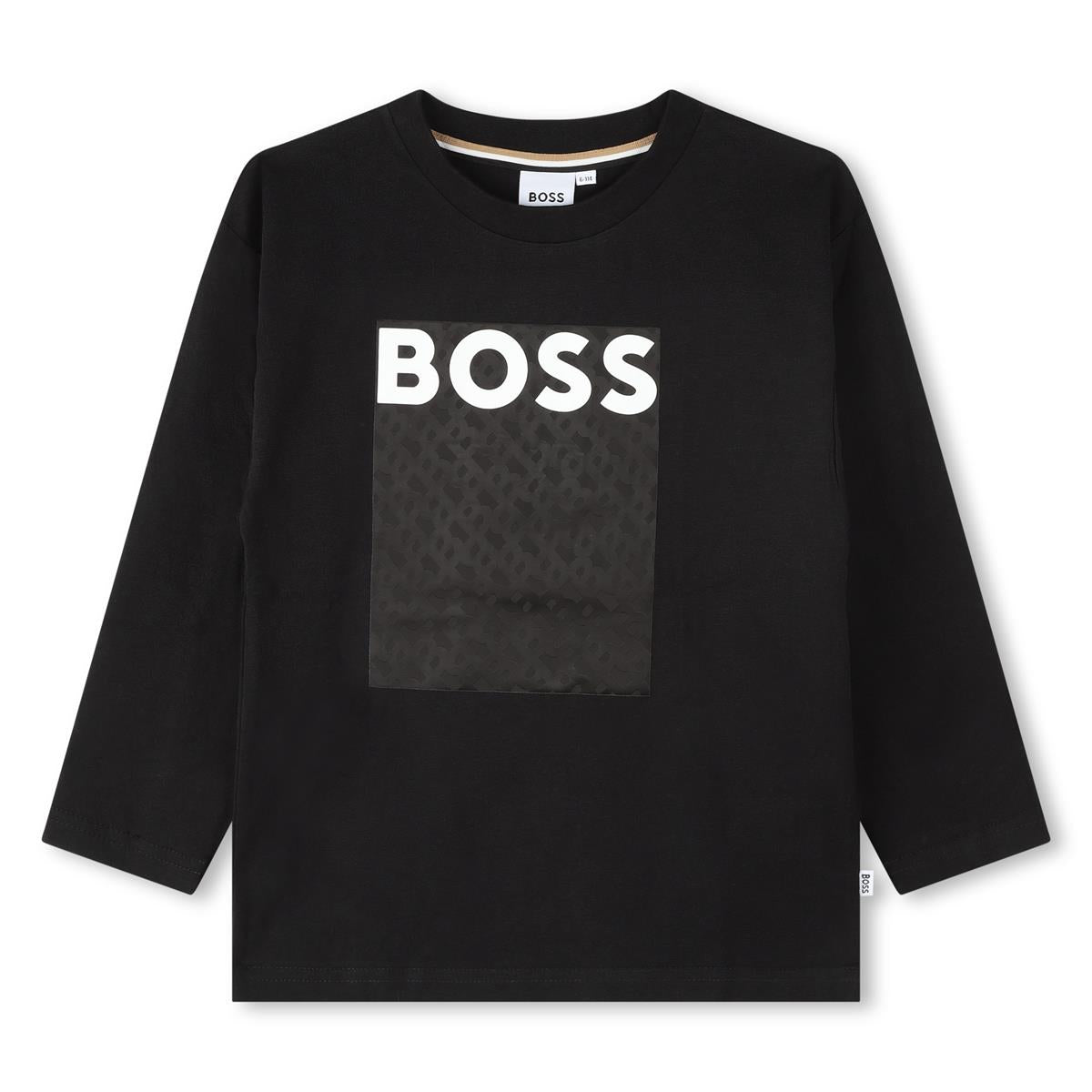 Boys Black Logo Cotton T-Shirt