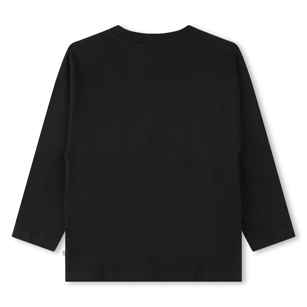 Boys Black Logo Cotton T-Shirt