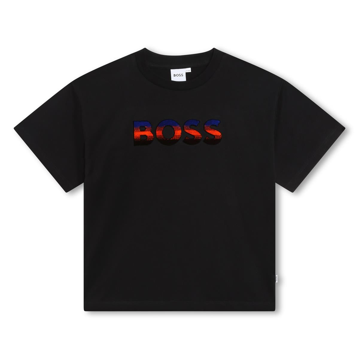 Boys Black Logo Cotton T-Shirt