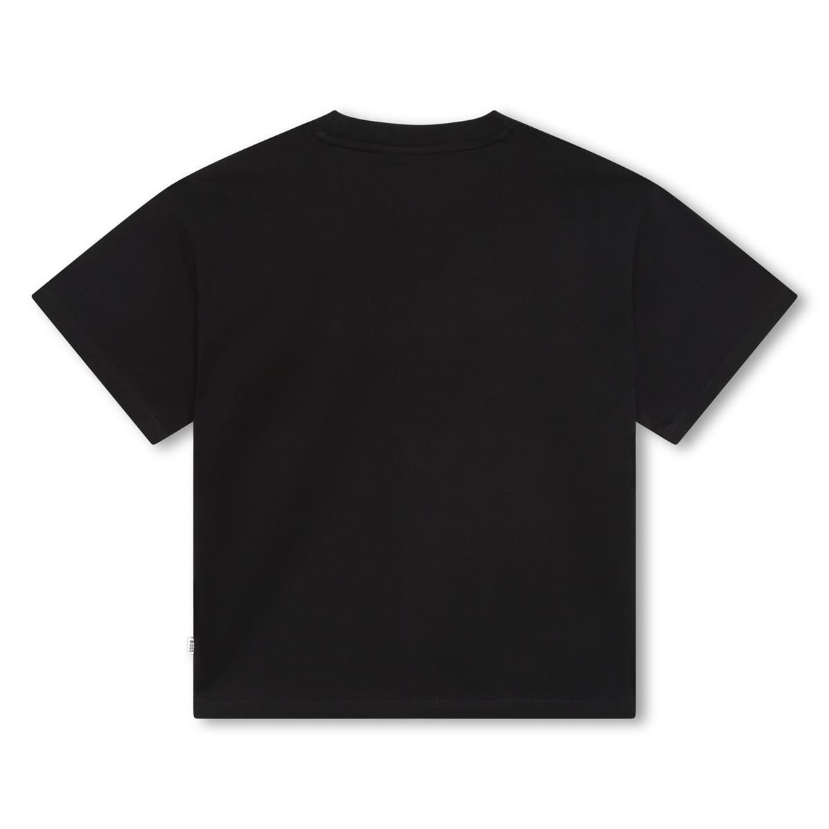 Boys Black Logo Cotton T-Shirt