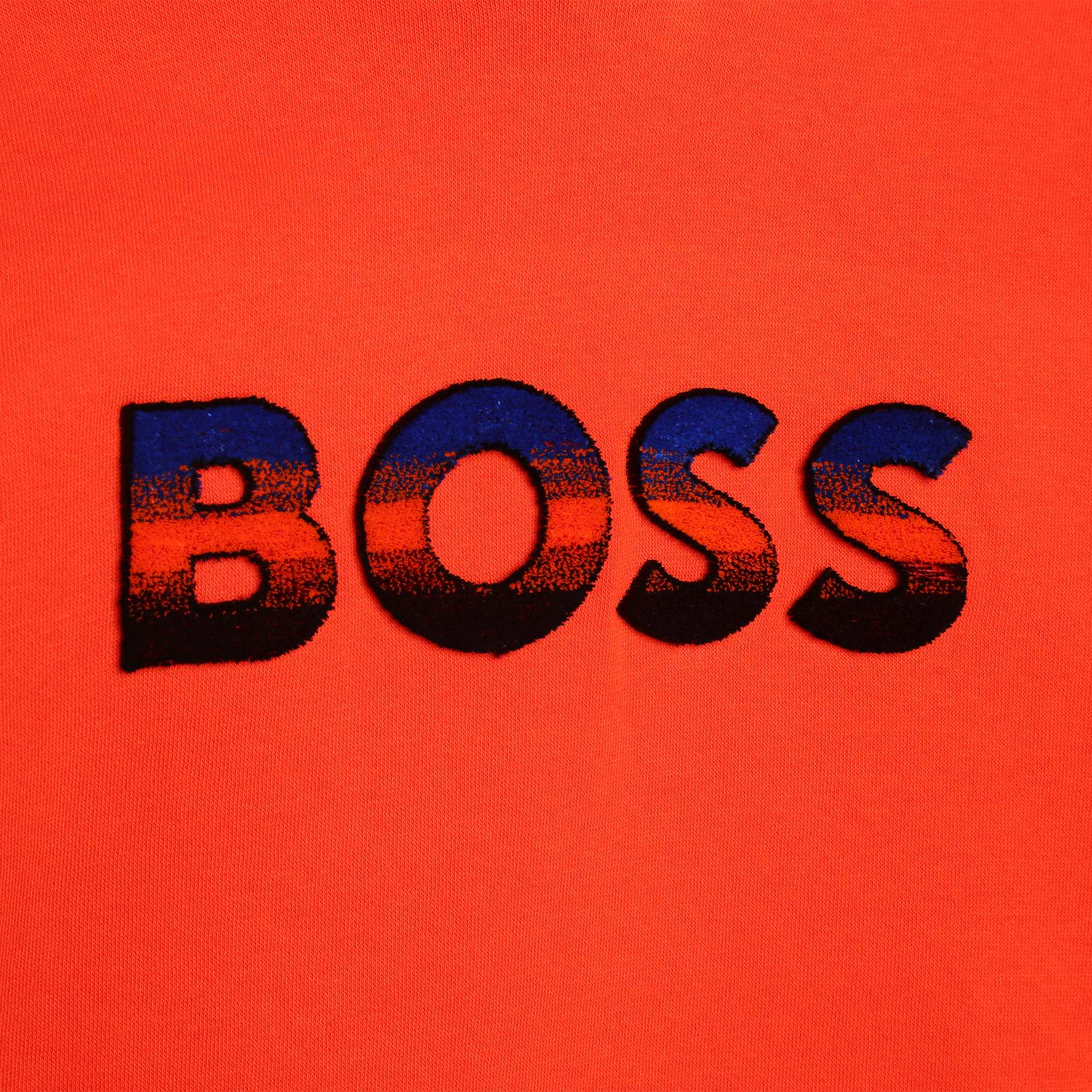 Boys Orange Logo Cotton Hooded Sweatshirt
