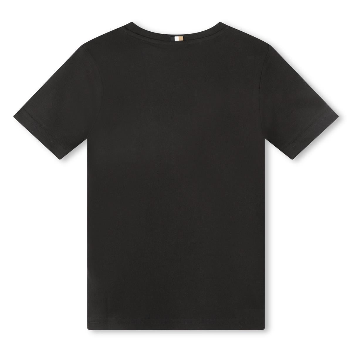 Boys Black Logo Cotton T-Shirt