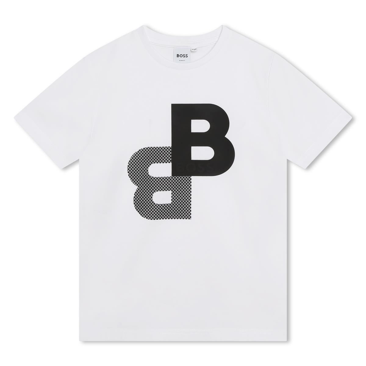 Boys White Logo Cotton T-Shirt