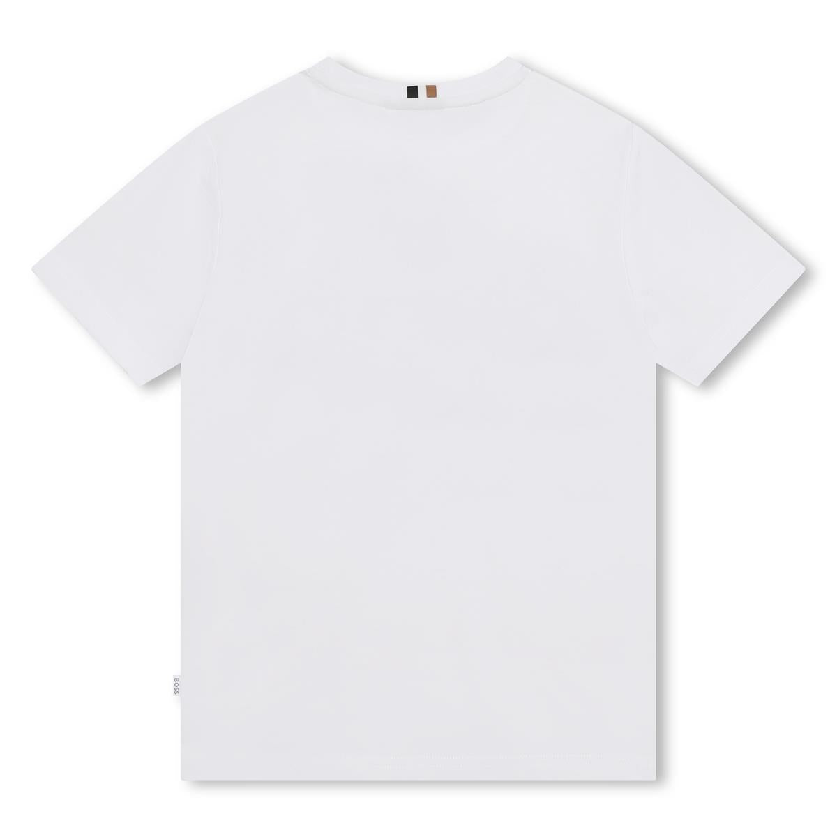 Boys White Logo Cotton T-Shirt