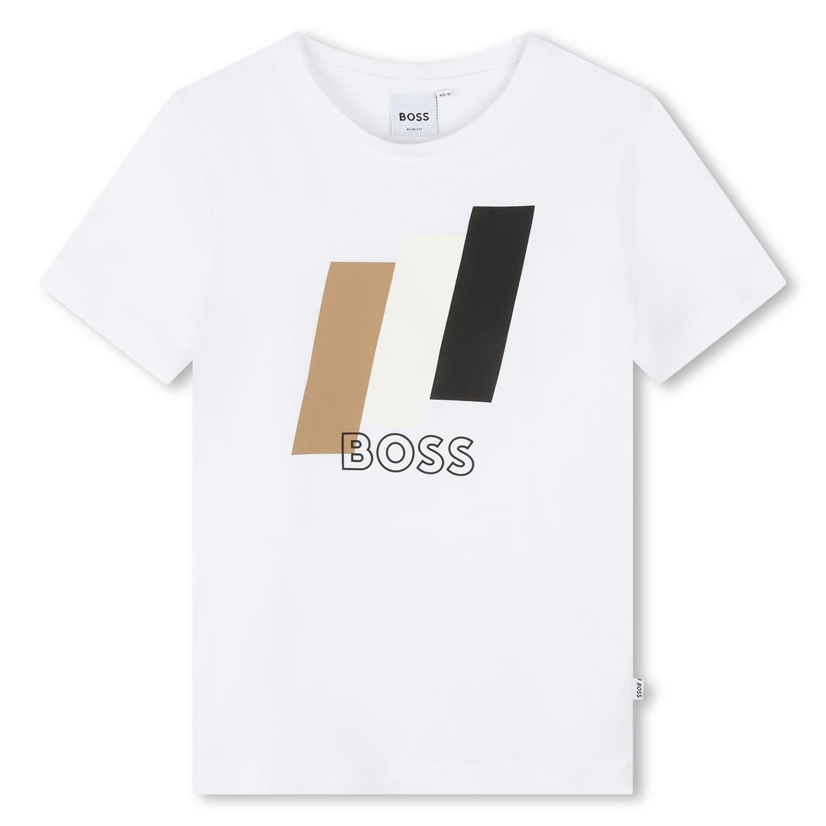 Boys White Logo Cotton T-Shirt