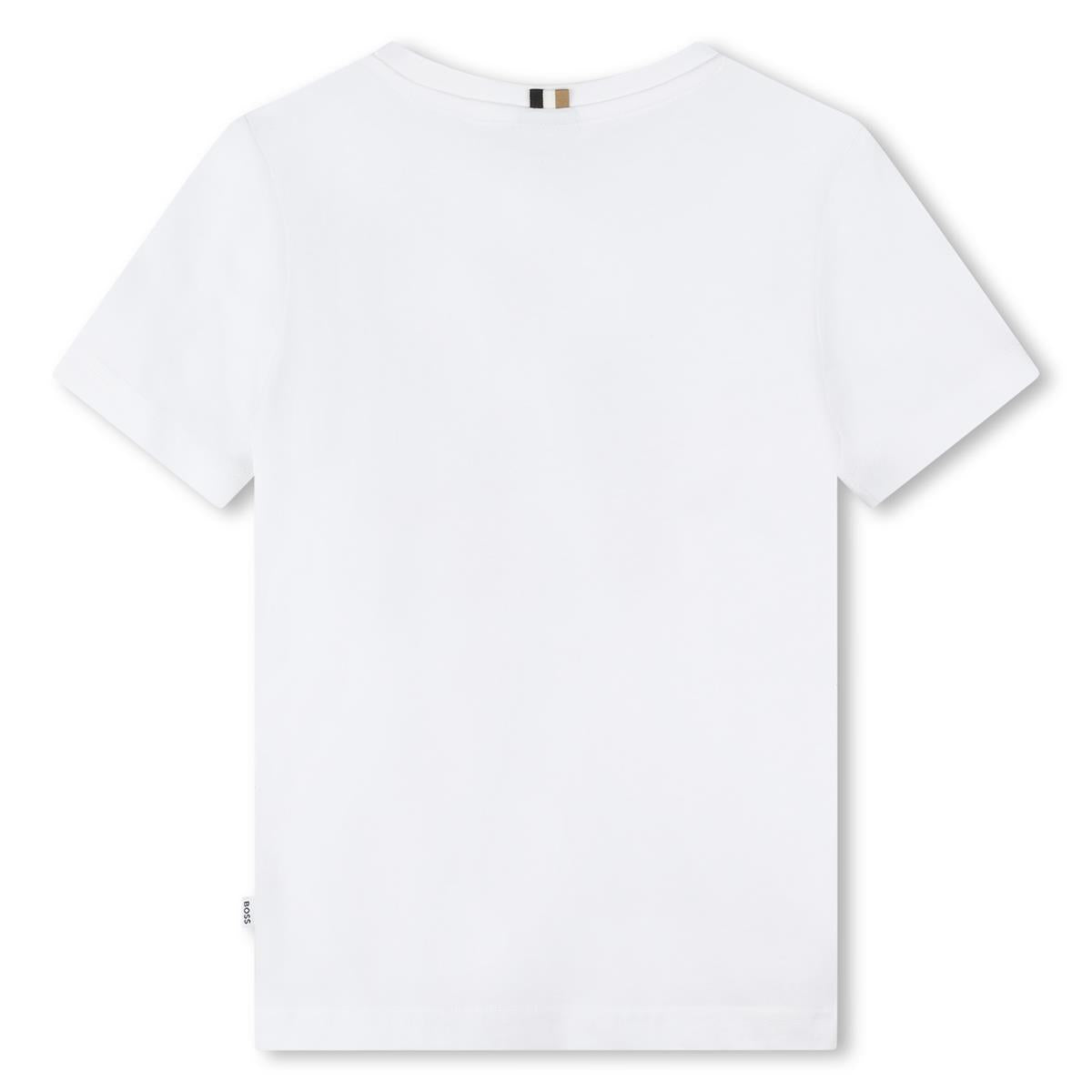 Boys White Logo Cotton T-Shirt