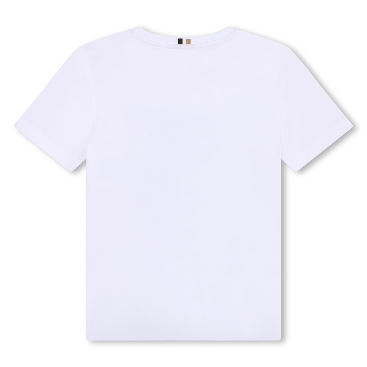 Boys White Logo Cotton T-Shirt