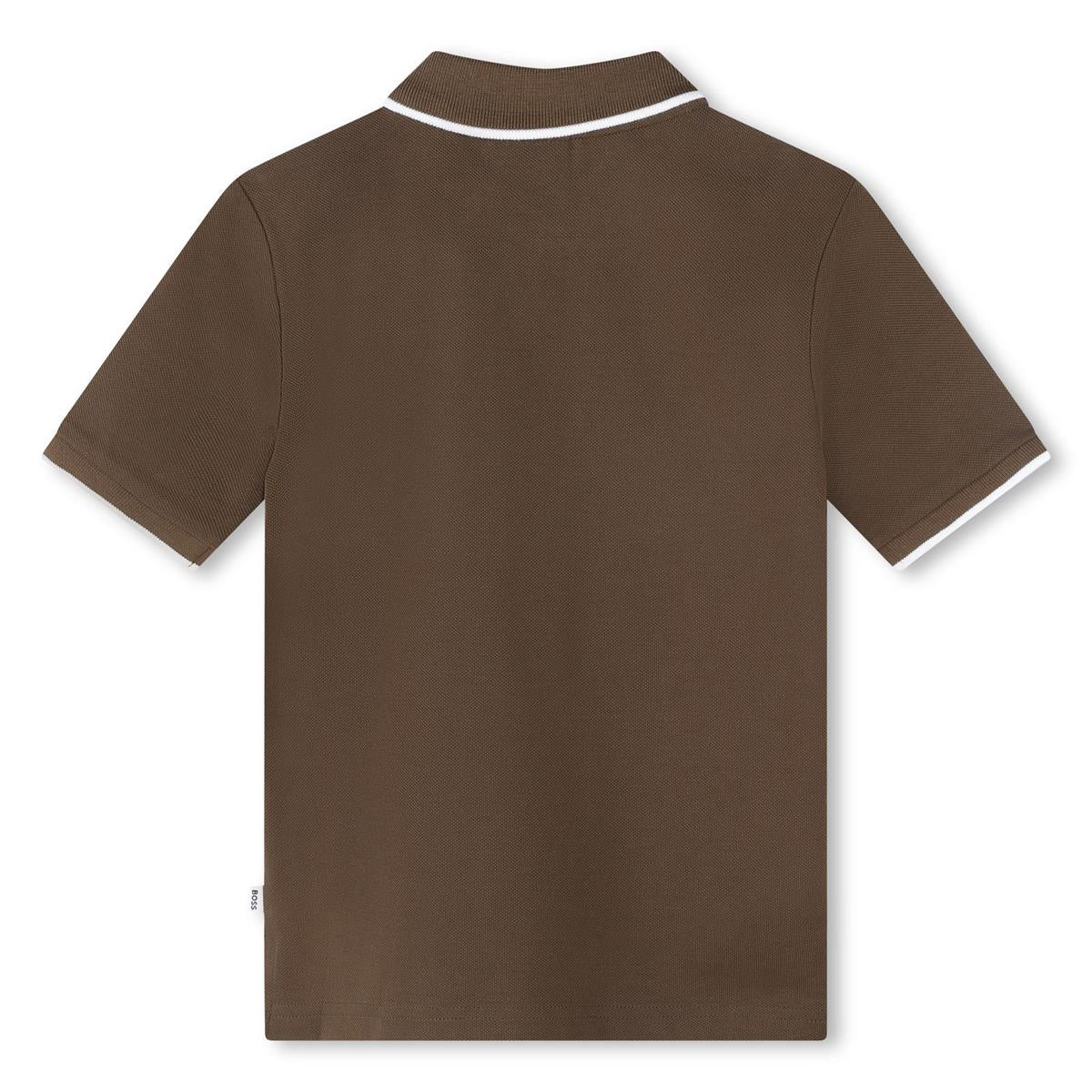 Boys Dark Green Cotton Polo Shirt