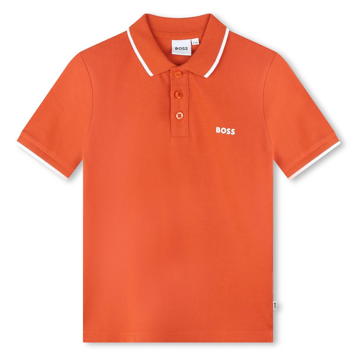 Boys Orange Cotton Polo Shirt
