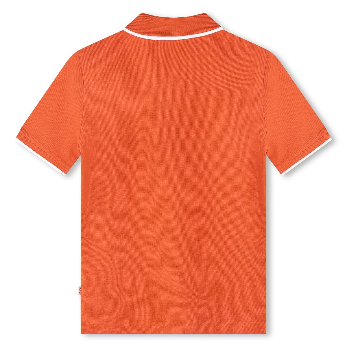Boys Orange Cotton Polo Shirt