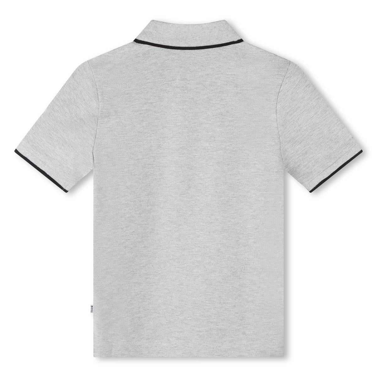 Boys Grey Cotton Polo Shirt