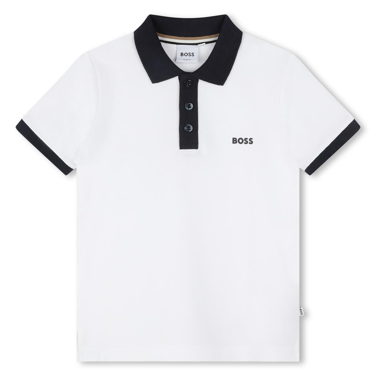 Boys White Cotton Polo Shirt