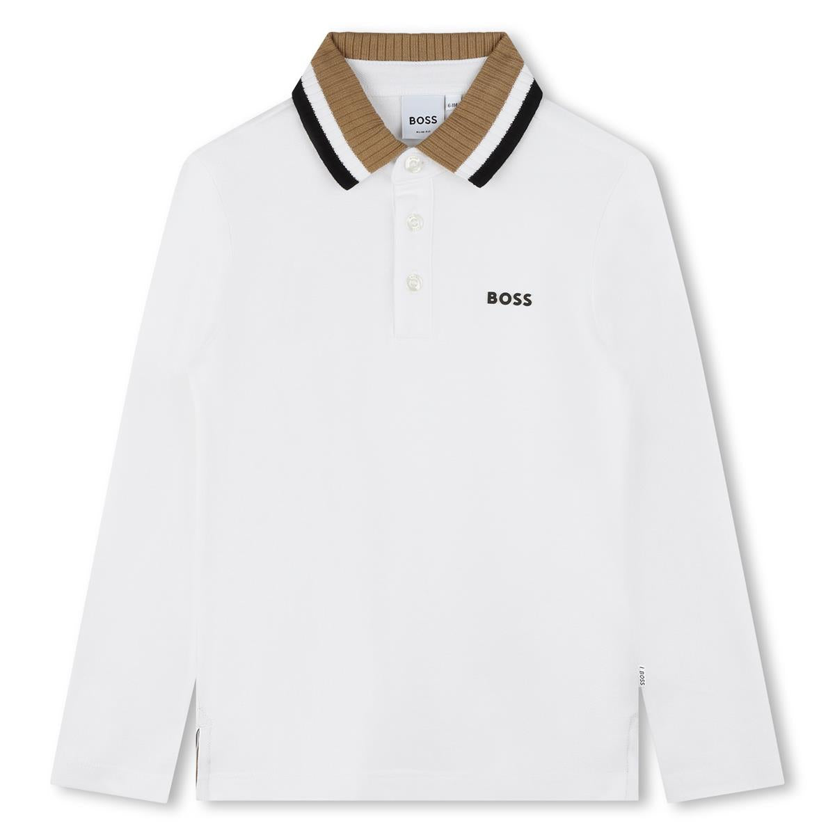 Boys White Cotton Polo Shirt
