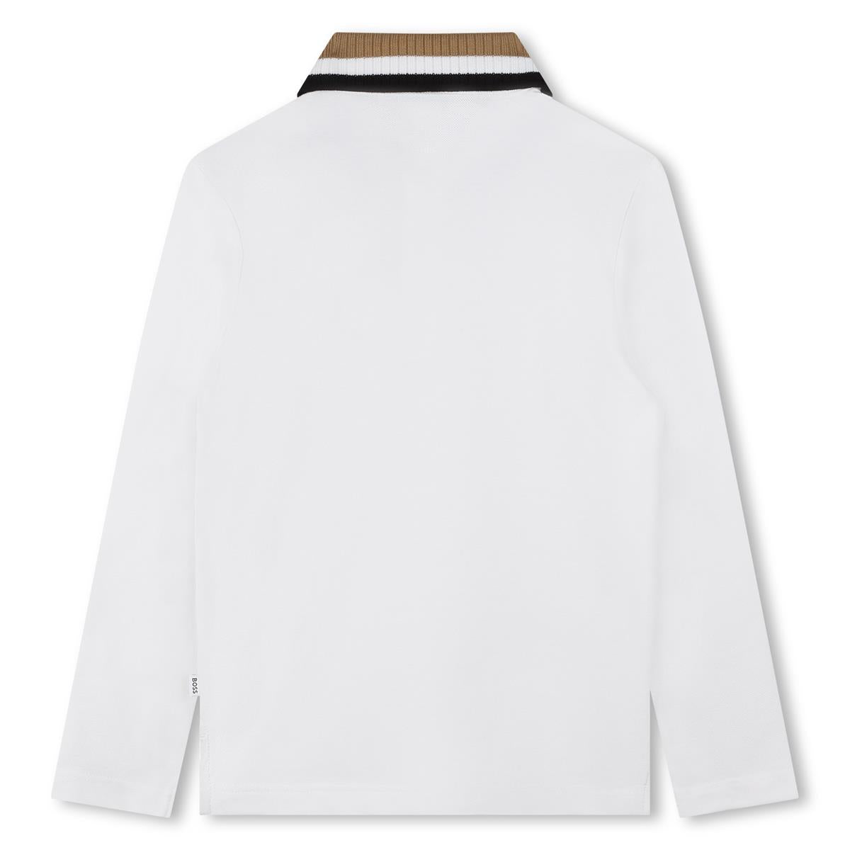 Boys White Cotton Polo Shirt