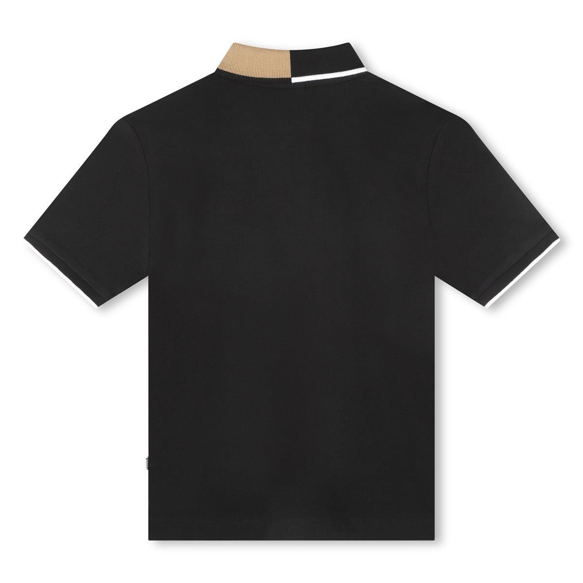 Boys Black Cotton Polo Shirt