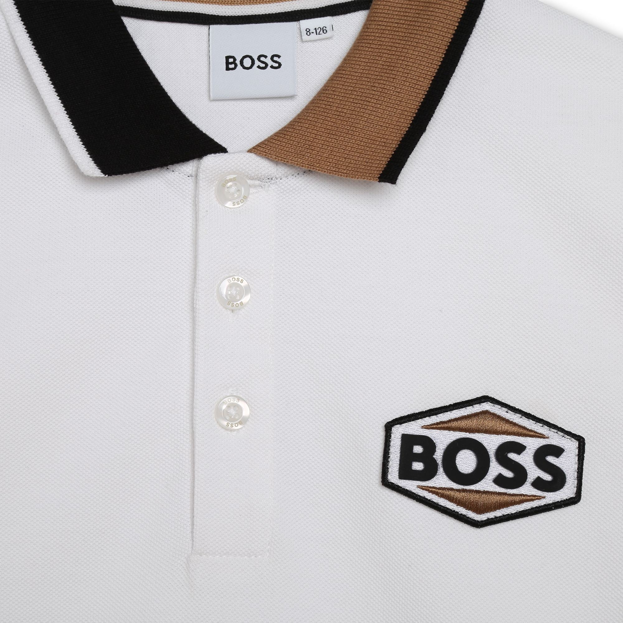 Boys White Cotton Polo Shirt