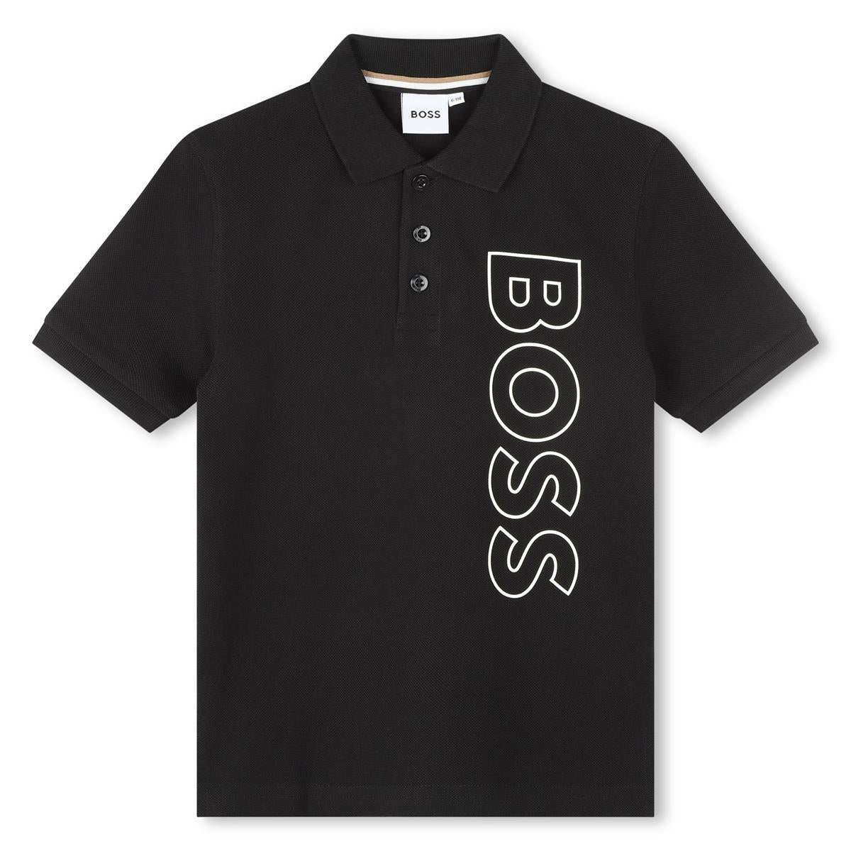 Boys Black Cotton Polo Shirt