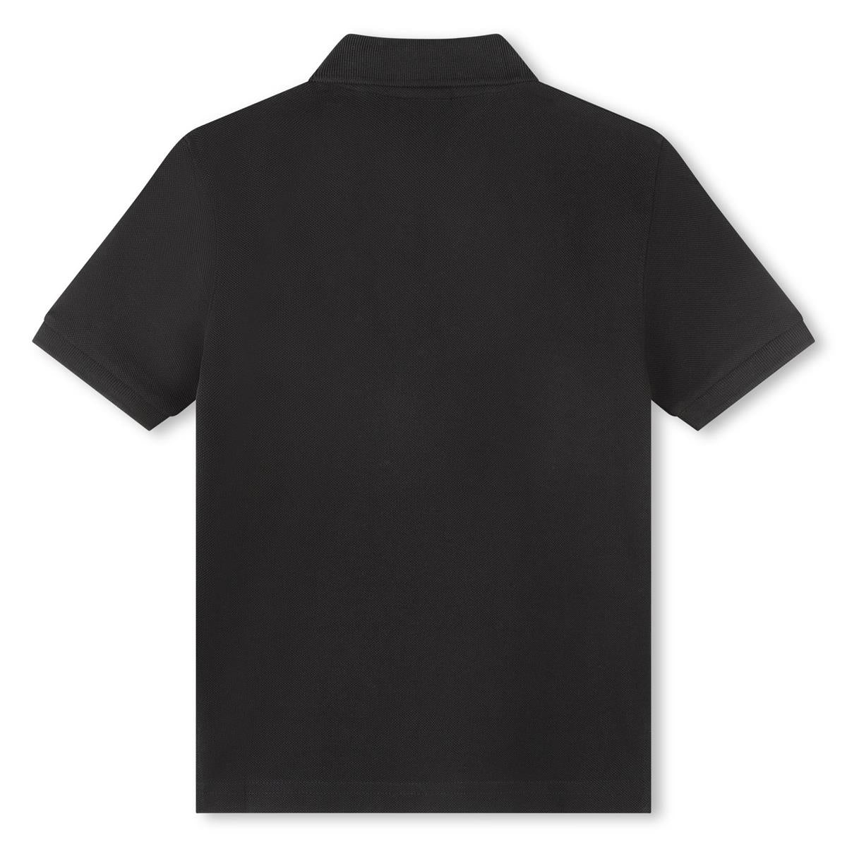 Boys Black Cotton Polo Shirt