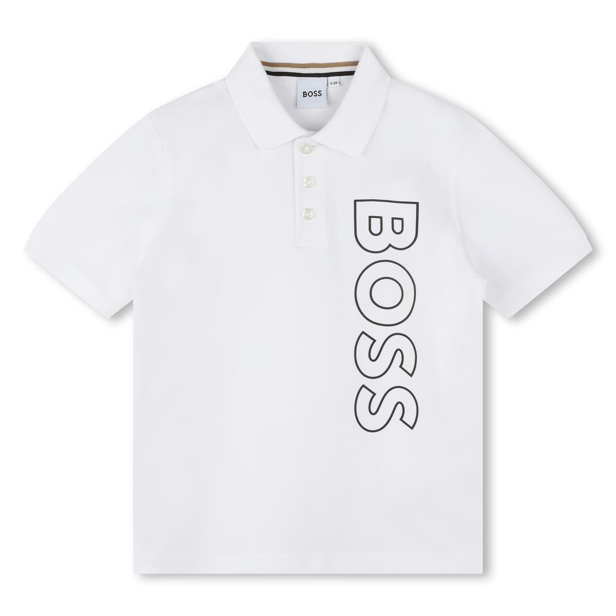 Boys White Cotton Polo Shirt