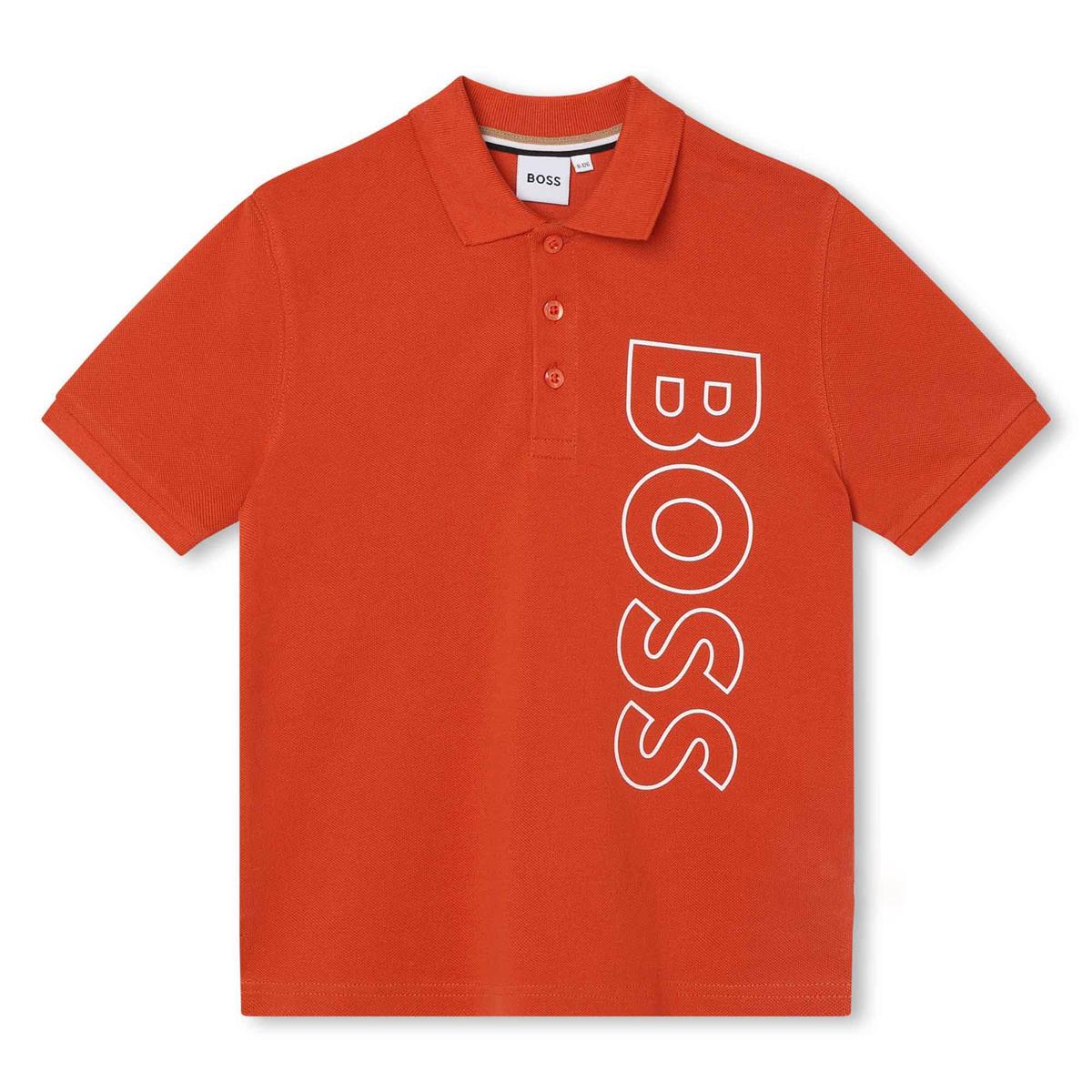 Boys Orange Cotton Polo Shirt