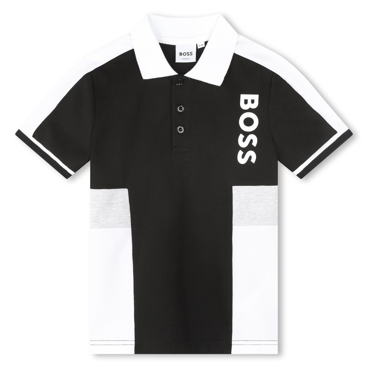 Boys Black Cotton Polo Shirt