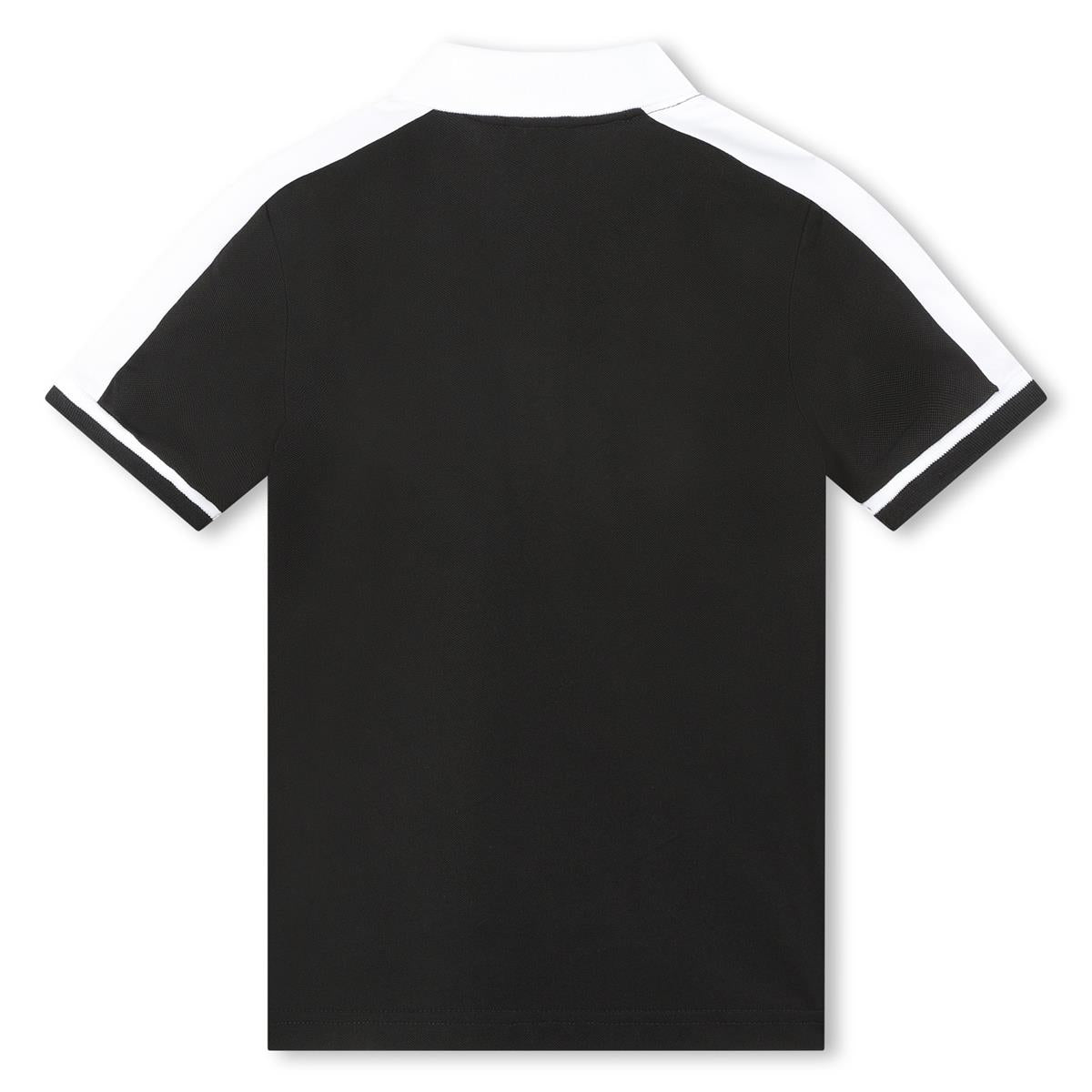 Boys Black Cotton Polo Shirt