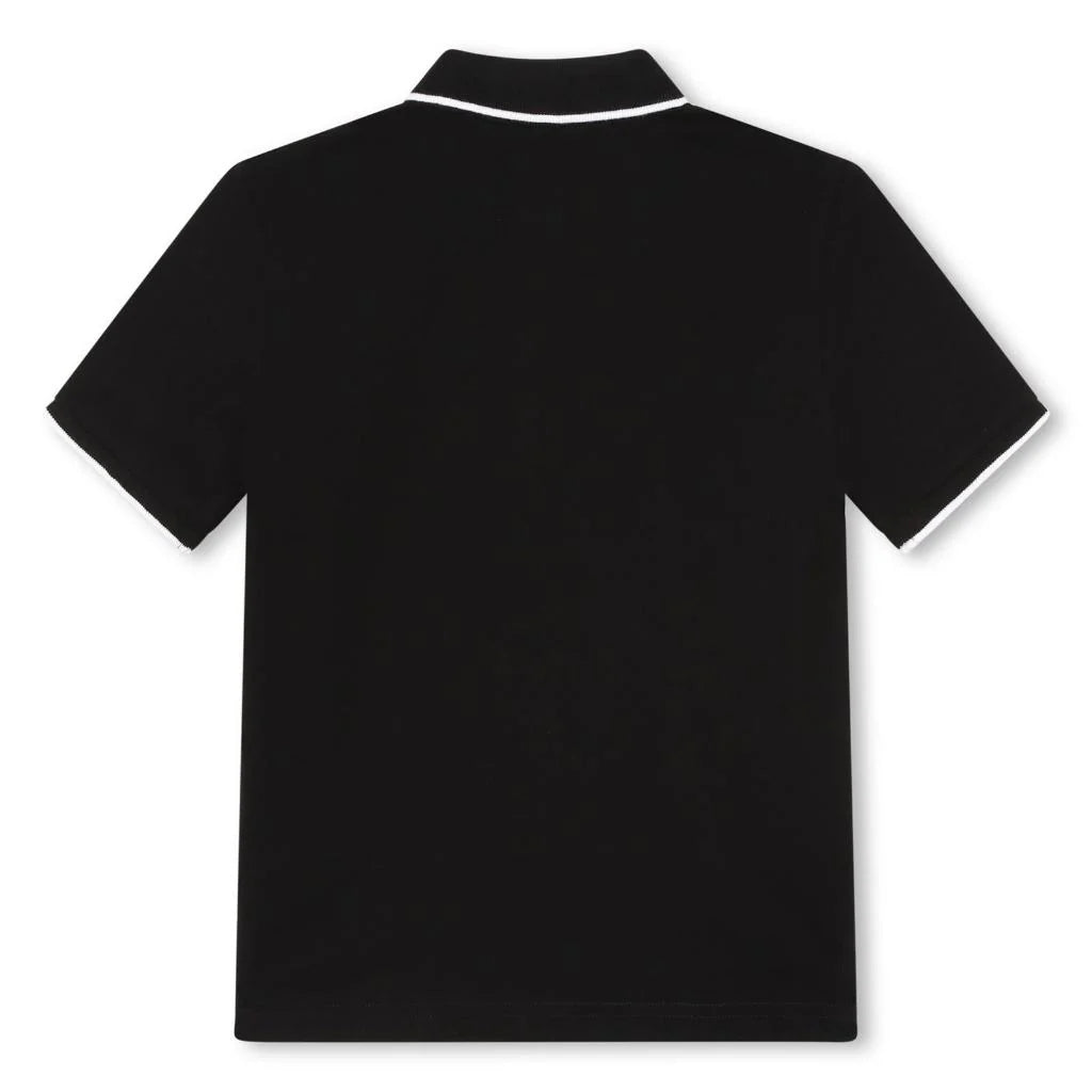 Boys Black Cotton Polo Shirt